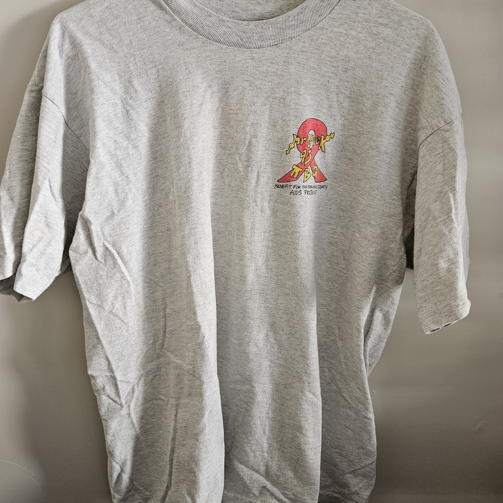 Fruit of the Loom Gray Tee Vintage Aids Awareness 90s Shirt
